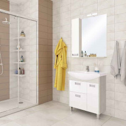 Зеркало со шкафчиком Aquaton Бекка PRO 70 белый, дуб сомерсет
